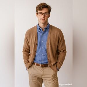 Ermenegildo Zegna M blue & white small check button down collar cotton shirt